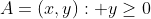 A={(x,y): y\ge0; x^2+y^2\le1; x^2+y^2-2x\le0 }