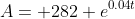 A= 282 e^{0.04t}