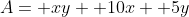 A= xy +10x +5y