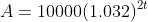 A=10000(1.032)^{2t}
