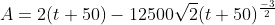 A=2(t+50)-12500\sqrt{2}(t+50)^{\frac{-3}{2}}
