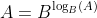A=B^{\log_B(A)}