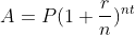 A=P(1+\frac{r}{n})^{nt}