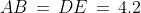 AB\,=\,DE\,=\,4.2