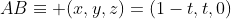 AB\equiv (x,y,z)=(1-t,t,0)