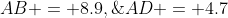 AB = 8.9,\;AD = 4.7