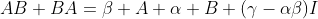 AB+BA=\beta A+\alpha B+(\gamma-\alpha\beta)I