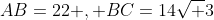 AB=22 , BC=14\sqrt 3