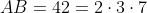 AB=42=2\cdot3\cdot7