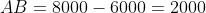 AB=8000-6000=2000