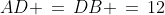 AD \,=\,DB \,=\,12