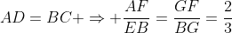 AD=BC \Rightarrow \frac{AF}{EB}=\frac{GF}{BG}=\frac{2}{3}