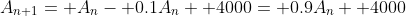 A_{n+1}= A_n- 0.1A_n+ 4000= 0.9A_n+ 4000