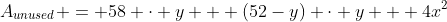 A_{unused} = 58 \cdot y + (52-y) \cdot y + 4x^2