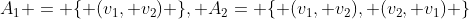 A_1 = \{ (v_1, v_2) \}, A_2= \{ (v_1, v_2), (v_2, v_1) \}