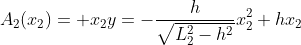 A_2(x_2)= x_2y=-\frac{h}{\sqrt{L_2^2-h^2}}x_2^2+hx_2