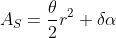 A_S=\frac{\theta}{2}r^2+\delta\alpha