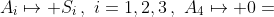 A_i\mapsto S_i\,,\,\,i=1,2,3\,,\,\,A_4\mapsto 0=