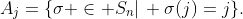 A_j=\{\sigma \in S_n|\, \sigma(j)=j\}.
