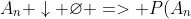 A_n \downarrow \varnothing => P(A_n) \downarrow 0