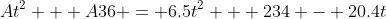 At^2 + A36 = 6.5t^2 + 234 - 20.4t