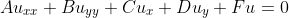 Au_{xx}+Bu_{yy}+Cu_{x}+Du_{y}+Fu=0
