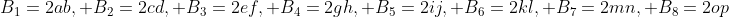 B_1=2ab, B_2=2cd, B_3=2ef, B_4=2gh, B_5=2ij, B_6=2kl, B_7=2mn, B_8=2op