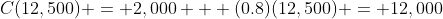C(12,500) = 2,000 + (0.8)(12,500) = 12,000
