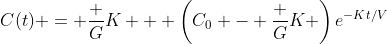 C(t) = \frac GK + \left(C_0 - \frac GK \right)e^{-Kt/V}