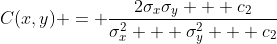C(x,y) = \frac{2\sigma_x\sigma_y + c_2}{\sigma_x^2 + \sigma_y^2 + c_2}