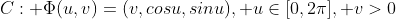 C: \Phi(u,v)=(v,cosu,sinu), u\in[0,2\pi], v>0
