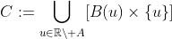 C:=\bigcup_{u\in\mathbb{R}\setminus A}[B(u)\times\{u\}]