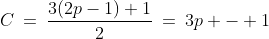 C\:=\:\frac{3(2p-1)+1}{2}\:=\:3p - 1