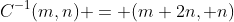C^{-1}(m,n) = (m+2n, n)
