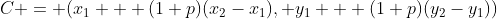 C = (x_1 + (1+p)(x_2-x_1), y_1 + (1+p)(y_2-y_1))