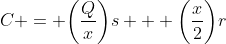 C = \bigg(\frac{Q}{x}\bigg)s + \bigg(\frac{x}{2}\bigg)r