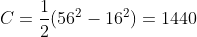 C=\frac12(56^2-16^2)=1440