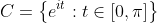 C=\left\{e^{it}:t\in[0,\pi]\right\}
