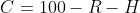 C=100-R-H