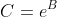 C=e^B