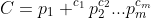 C=p_1 ^{c_1}p_2^{c_2}...p_m^{c_m}