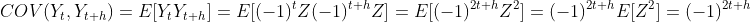 COV(Y_t,Y_{t+h})=E[Y_tY_{t+h}]=E[(-1)^tZ(-1)^{t+h}Z]=E[(-1)^{2t+h}Z^2]=(-1)^{2t+h}E[Z^2]=(-1)^{2t+h}