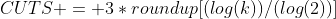 CUTS = 3*roundup[(log(k))/(log(2))]