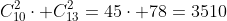 C_{10}^2\cdot C_{13}^2=45\cdot 78=3510