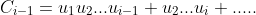 C_{i-1}=u_1u_2...u_{i-1}+u_2...u_i+.....