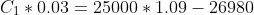 C_1*0.03=25000*1.09-26980
