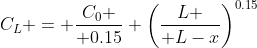 C_L = {C_0 \over 0.15} \left({L \over L-x}\right)^{0.15}