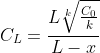 C_L=\frac{L\sqrt[k]{\frac{C_0}{k}}}{L-x}