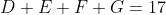 D+E+F+G=17