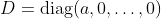 D=\textrm{diag}(a,0,\ldots,0)